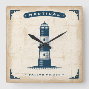 Reloj Cuadrado Vintage Lighthouse Poster 1