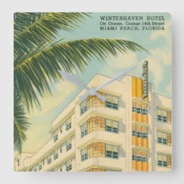 Reloj Cuadrado Vintage Miami Art Deco Square Wall Clock