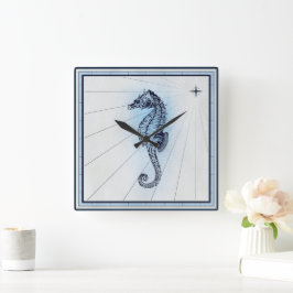 Reloj Cuadrado Vintage Nautical Charming Seahorse
