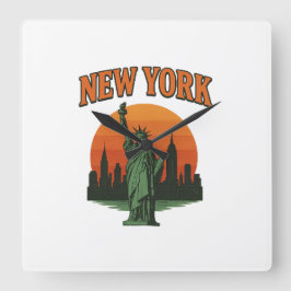 Reloj Cuadrado Vintage New York Graphic Design – Statue of Libert