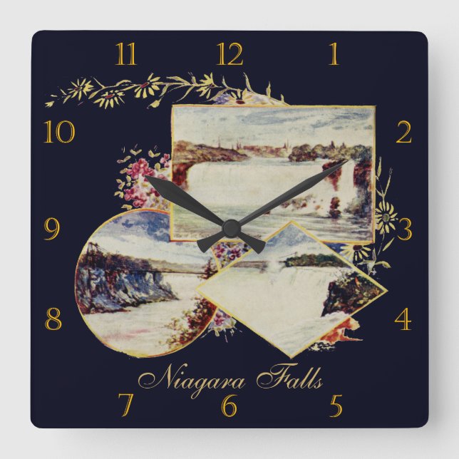 Reloj Cuadrado Vintage Niagara Falls Paintings Custom (Anverso)