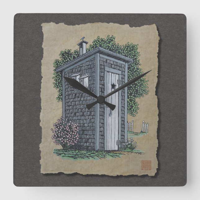 Reloj Cuadrado Vintage Outhouse (Anverso)