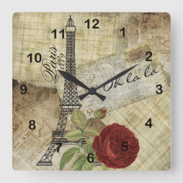 Reloj Cuadrado Vintage Paris Design