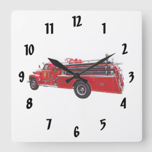 Reloj Cuadrado Vintage Pumper Fire Engine