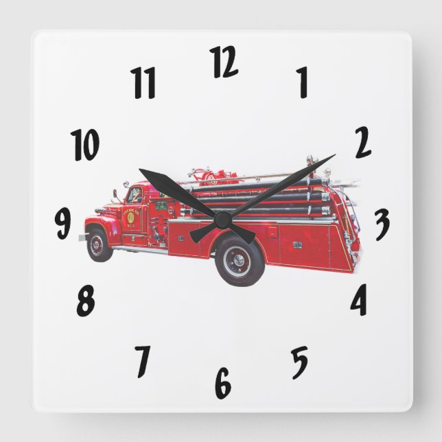 Reloj Cuadrado Vintage Pumper Fire Engine (Anverso)
