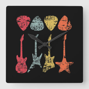 Reloj Cuadrado Vintage retro a la púa de guitarra para los guitar