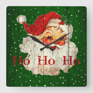 Reloj Cuadrado Vintage Retro Ho Ho Ho Santa Claus Clock