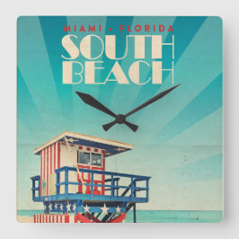 Reloj Cuadrado Vintage South Beach Florida