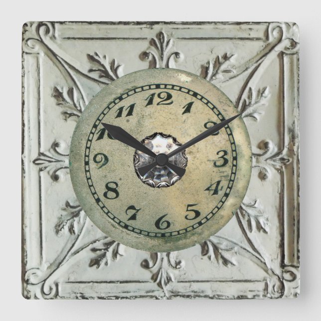 Reloj Cuadrado Vintage Steampunk Metalizado Junk (Anverso)