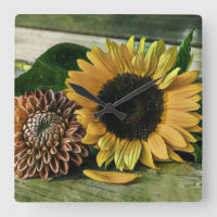 Vintage Sunflower Watercolor en una mesa de madera