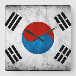 Reloj Cuadrado Vintage surcoreano de la bandera