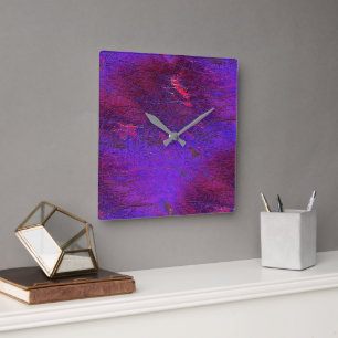 Reloj Cuadrado Violeta gótica a cuero rojo ampliado manchado