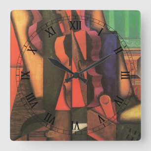 Reloj Cuadrado Violín y guitarra de Juan Gris, arte cubista vinta