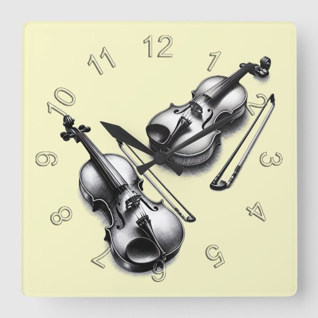 Reloj Cuadrado Violines (Anverso)