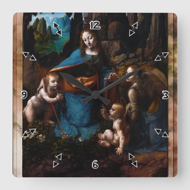Reloj Cuadrado Virgen de las Rocas de Leonardo da Vinci (Anverso)