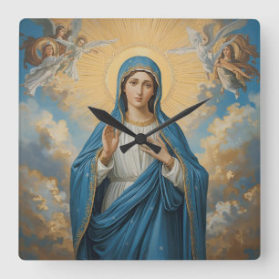 Reloj Cuadrado Virgen María celestial orante 