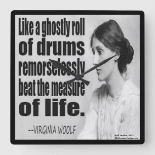 Reloj Cuadrado Virginia Woolf Ghostly Roll Clock de pared de cita