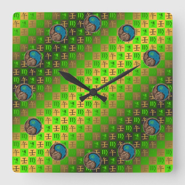 Reloj Cuadrado Virgo & Caballo de Agua (Anverso)
