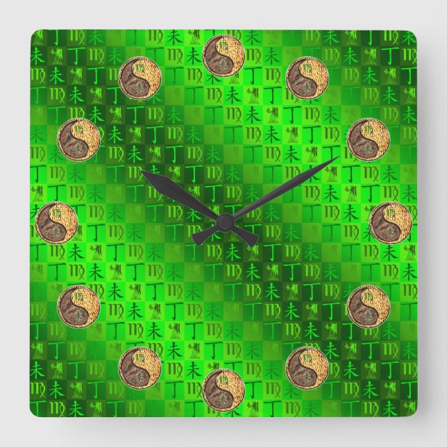 Reloj Cuadrado Virgo & Cabra de Fuego (Anverso)