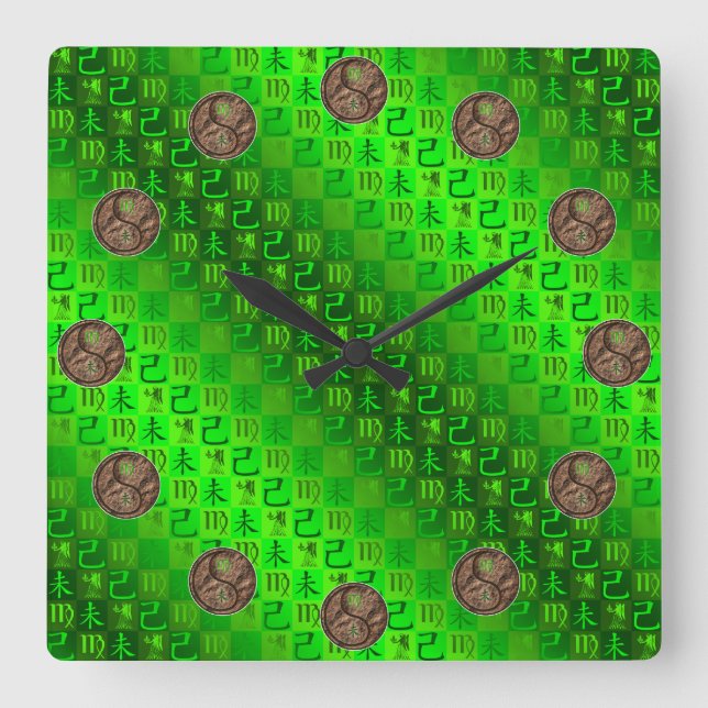 Reloj Cuadrado Virgo & Cabra de Tierra (Anverso)