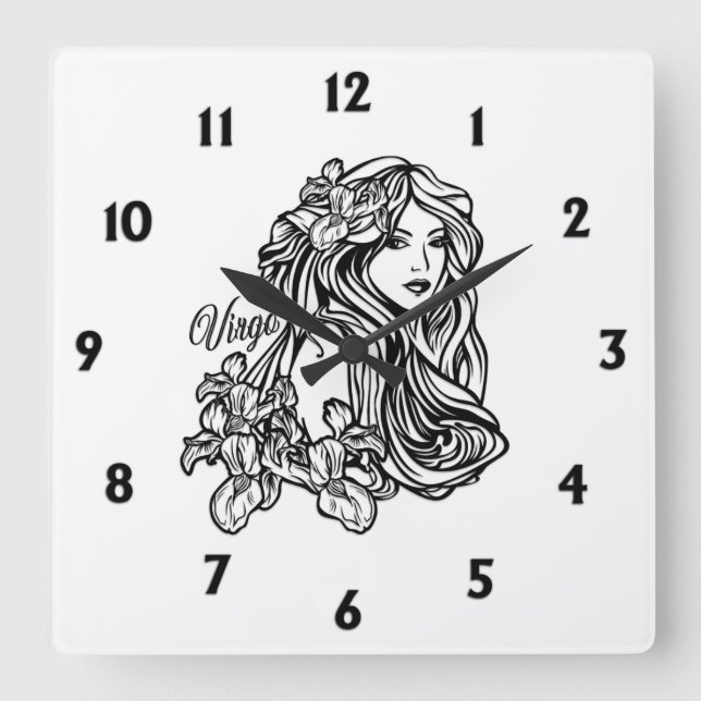 Reloj Cuadrado Virgo La Virgen Zodiaco (Anverso)