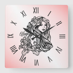 Reloj Cuadrado Virgo La Virgen Zodiaco Rosa