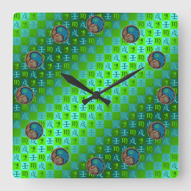 Reloj Cuadrado Virgo & Perro de Agua (Anverso)