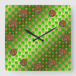 Reloj Cuadrado Virgo & Rata de Madera