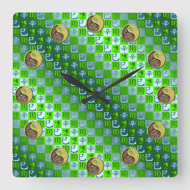Reloj Cuadrado Virgo & Serpiente de Metal (Anverso)