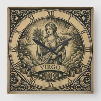Reloj Cuadrado Virgo Vintage Zodiac Wall Clock