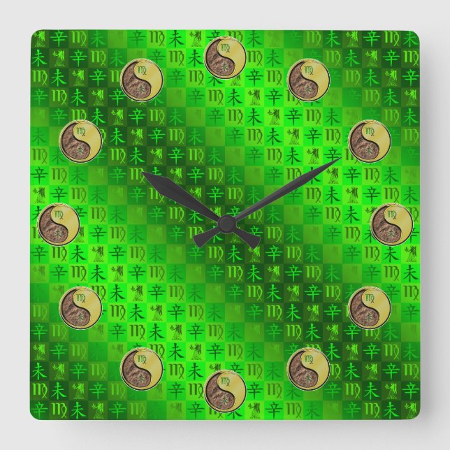 Reloj Cuadrado Virgo y Cabra de Metal (Anverso)
