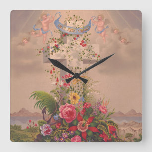 Reloj Cuadrado virtudes teológicas Fe, Esperanza y Caridad