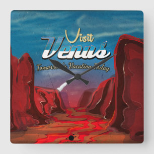 Reloj Cuadrado Visita el cartel vintage de Venus