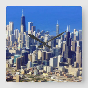 Reloj Cuadrado Vista aérea de Chicago céntrica con el lago