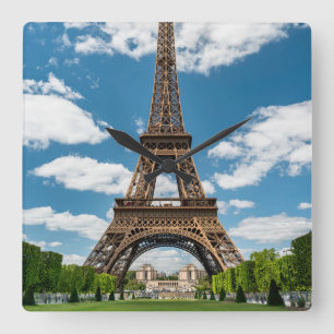 Reloj Cuadrado Vista de la Torre Eiffel desde el Parque Público C