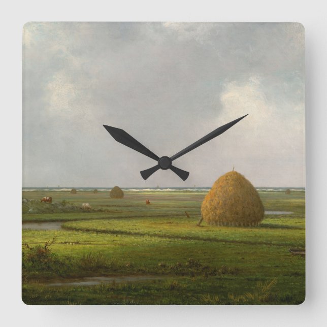 Reloj Cuadrado Vista de Marshfield, 1876 por Martin Johnson Heade (Anverso)