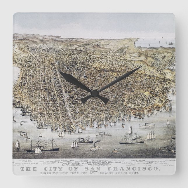 Reloj Cuadrado Vista de San Francisco, 1878 (Anverso)