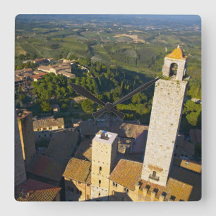 Reloj Cuadrado Vista desde la torre, San Gimignano, Siena, Toscan