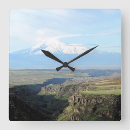 Reloj Cuadrado Vista en la montaña Ararat desde el lado armenio