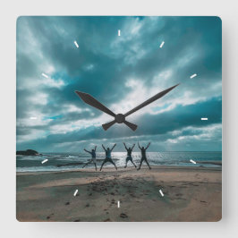 Reloj Cuadrado Vista personalizada de la playa de Ocean