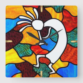 Reloj Cuadrado Vitral de Kokopelli