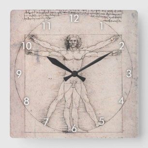 Reloj Cuadrado Vitruvian Man, Leonardo da Vinci