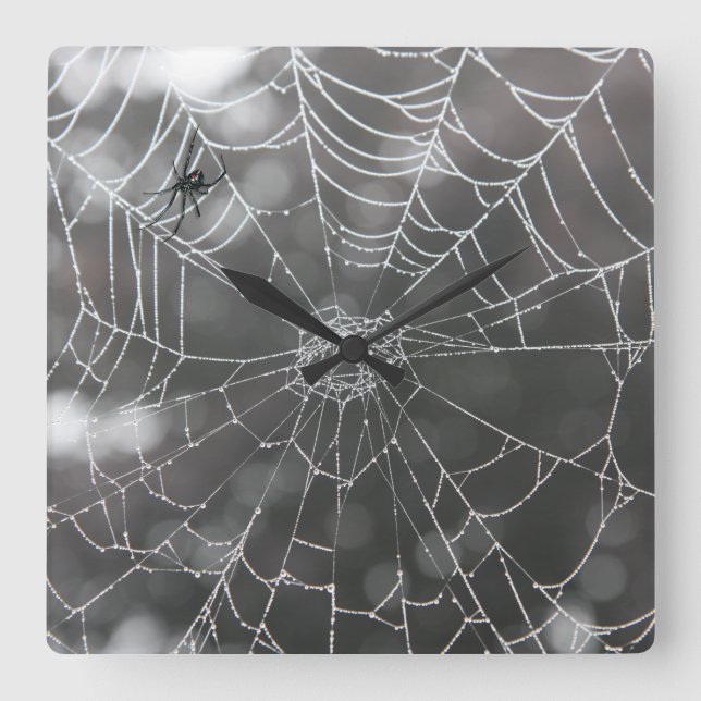 Reloj Cuadrado Viuda Negra en Telaraña | Halloween (Anverso)