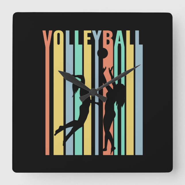 Reloj Cuadrado Voleibol  Voleibol de playa Retro (Anverso)
