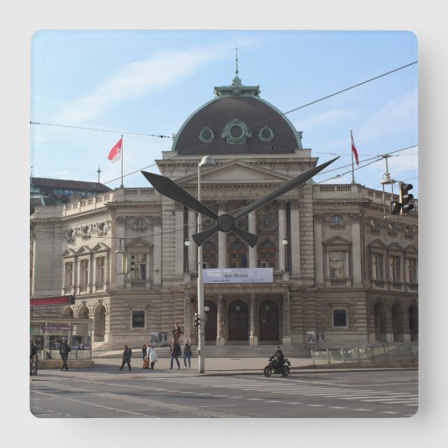 Reloj Cuadrado Volkstheater Viena Austria (Anverso)