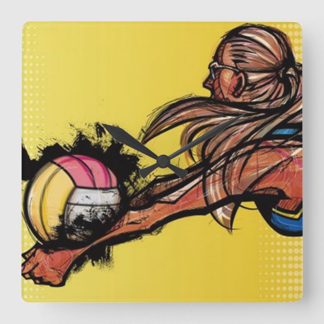 Reloj Cuadrado Volleyball DIGG - Wall Clock (Anverso)