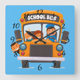 Reloj Cuadrado Volver al autobús escolar