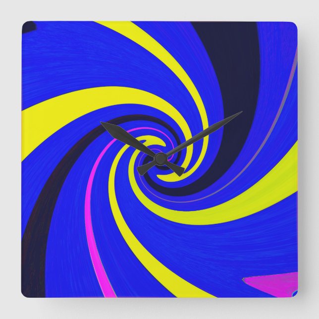 Reloj Cuadrado Vórtice azul (Anverso)