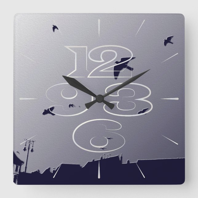 Reloj Cuadrado Vuelo azul (Anverso)
