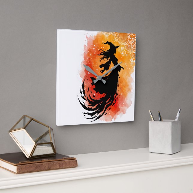 Reloj Cuadrado Vuelo De La Sombra De Madera Sin Texto (Oficina)